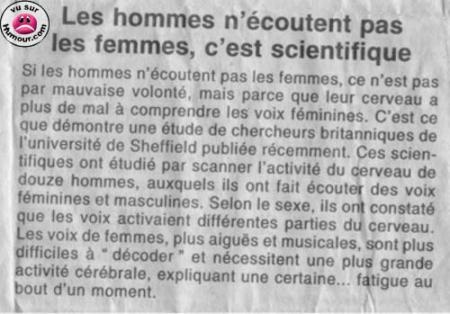 Les hommes n'écoutent pas les femmes